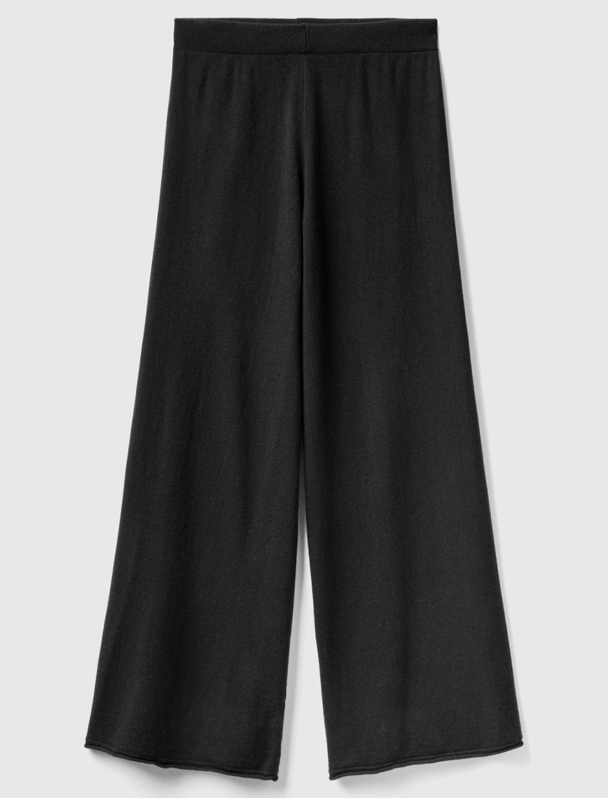 Kadın Siyah Kaşmir Karışımlı Triko Eşofman Altı Kadın Siyah Kaşmir Karışımlı Triko Eşofman Altı