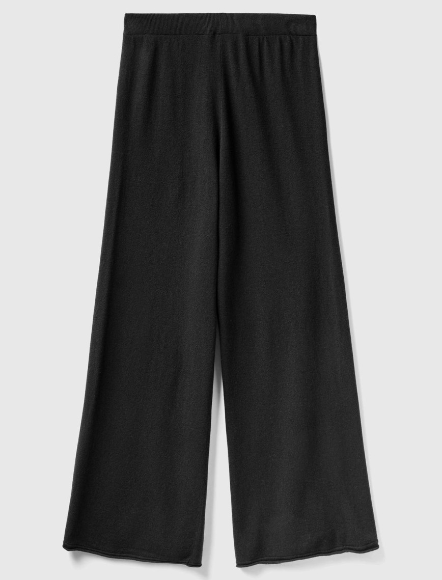 Kadın Siyah Kaşmir Karışımlı Triko Eşofman Altı Kadın Siyah Kaşmir Karışımlı Triko Eşofman Altı