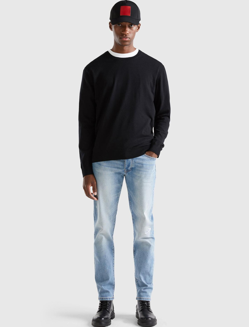 Erkek Siyah Pamuk Karışımlı Basic Kazak Erkek Siyah Pamuk Karışımlı Basic Kazak