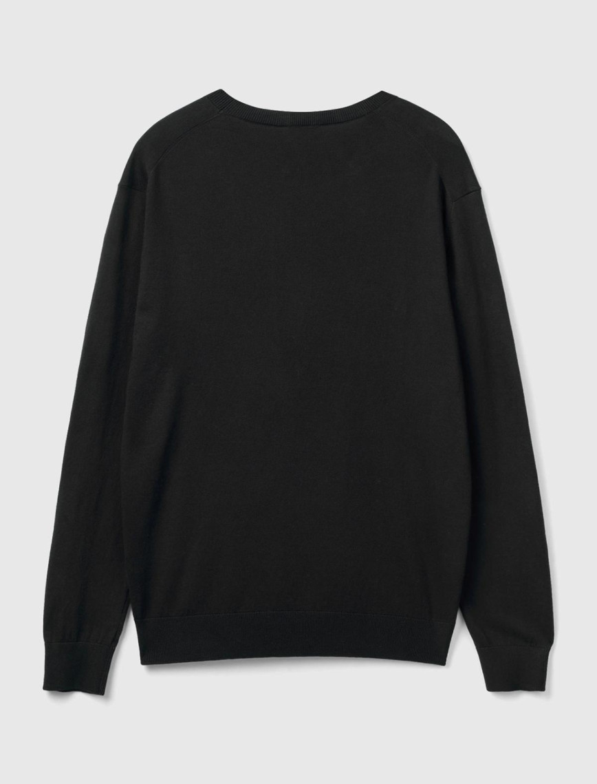 Erkek Siyah Pamuk Karışımlı Basic Kazak Erkek Siyah Pamuk Karışımlı Basic Kazak