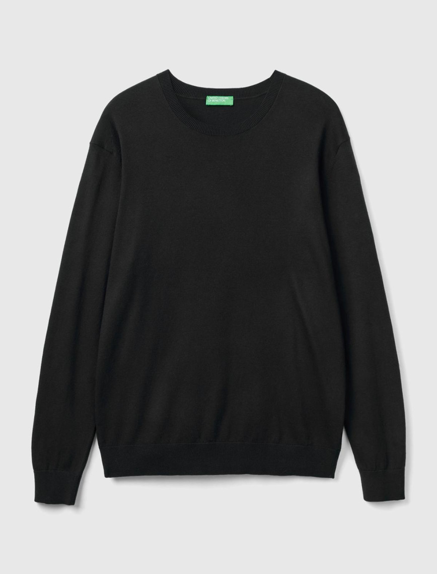 Erkek Siyah Pamuk Karışımlı Basic Kazak Erkek Siyah Pamuk Karışımlı Basic Kazak