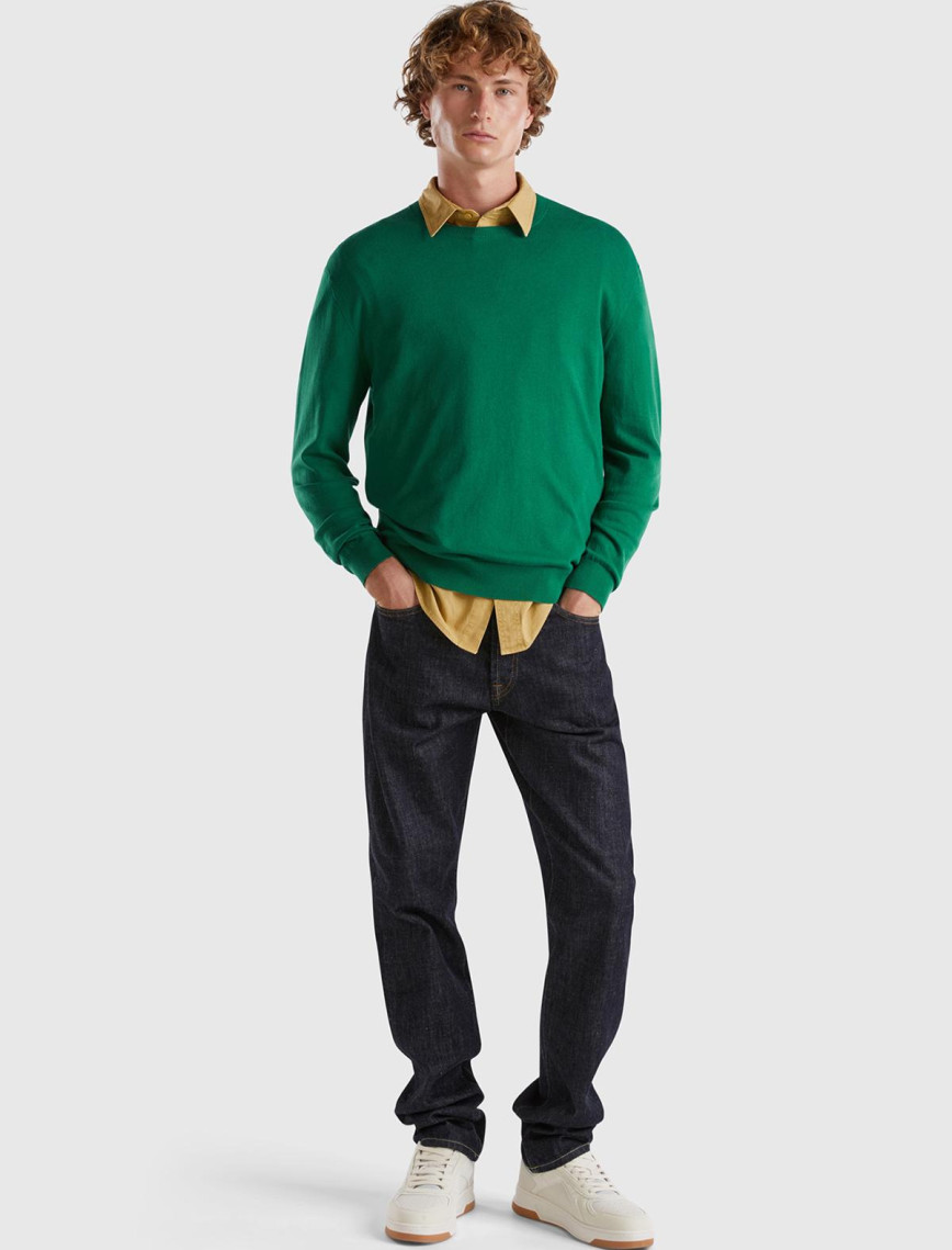 Erkek Yeşil Pamuk Karışımlı Basic Kazak Erkek Yeşil Pamuk Karışımlı Basic Kazak