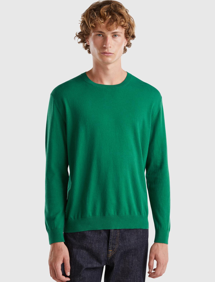 Erkek Yeşil Pamuk Karışımlı Basic Kazak Erkek Yeşil Pamuk Karışımlı Basic Kazak