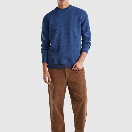 Erkek Mavi Melanj Bisiklet Yaka Shetland Kazak Erkek Mavi Melanj Bisiklet Yaka Shetland Kazak