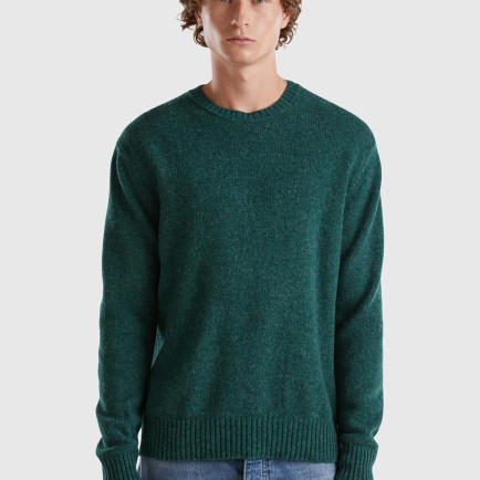 Erkek Yeşil Melanj Bisiklet Yaka Shetland Kazak Erkek Yeşil Melanj Bisiklet Yaka Shetland Kazak