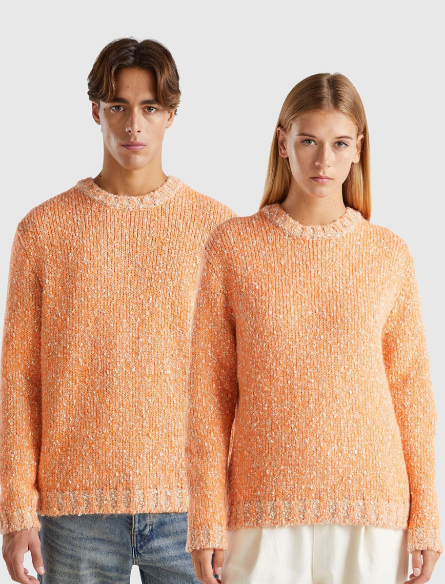 Erkek Pembe Pamuk ve Yün Karışımlı Ribanalı Renk Detaylı Kazak