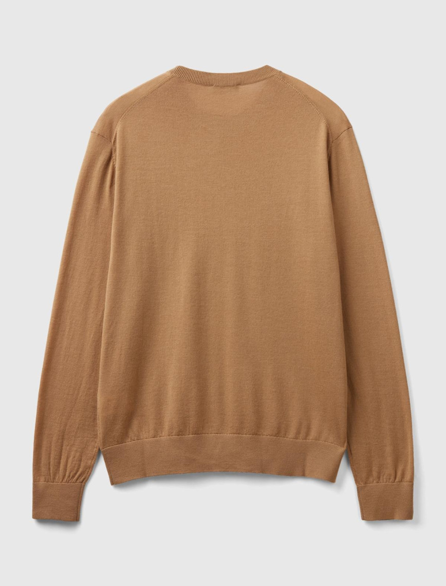 Erkek Taba %100 Extra Fine Merino Kazak