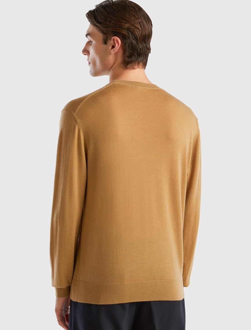 Erkek Taba %100 Extra Fine Merino Kazak