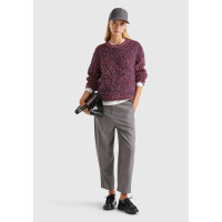 Erkek Bordo Pamuk ve Yün Karışımlı Ribanalı Renk Detaylı Kazak