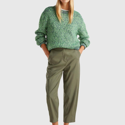 Erkek Yeşil Pamuk ve Yün Karışımlı Ribanalı Renk Detaylı Kazak Erkek Yeşil Pamuk ve Yün Karışımlı Ribanalı Renk Detaylı Kazak