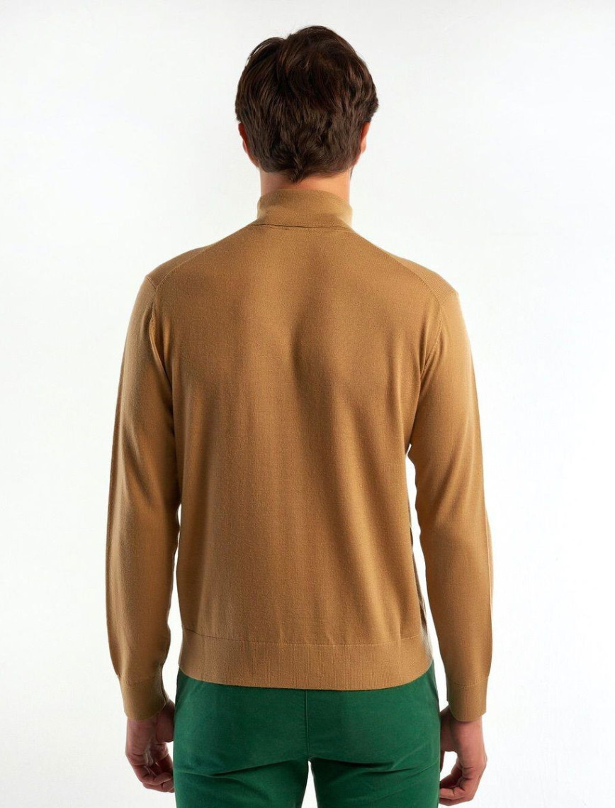 Erkek Taba %100 Extra Fine Merino Dik Yaka Kazak Erkek Taba %100 Extra Fine Merino Dik Yaka Kazak