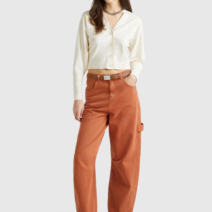 Kadın Beyaz Viskoz Karışımlı Önü Dantel Detaylı Yüksek Manşet Hırka