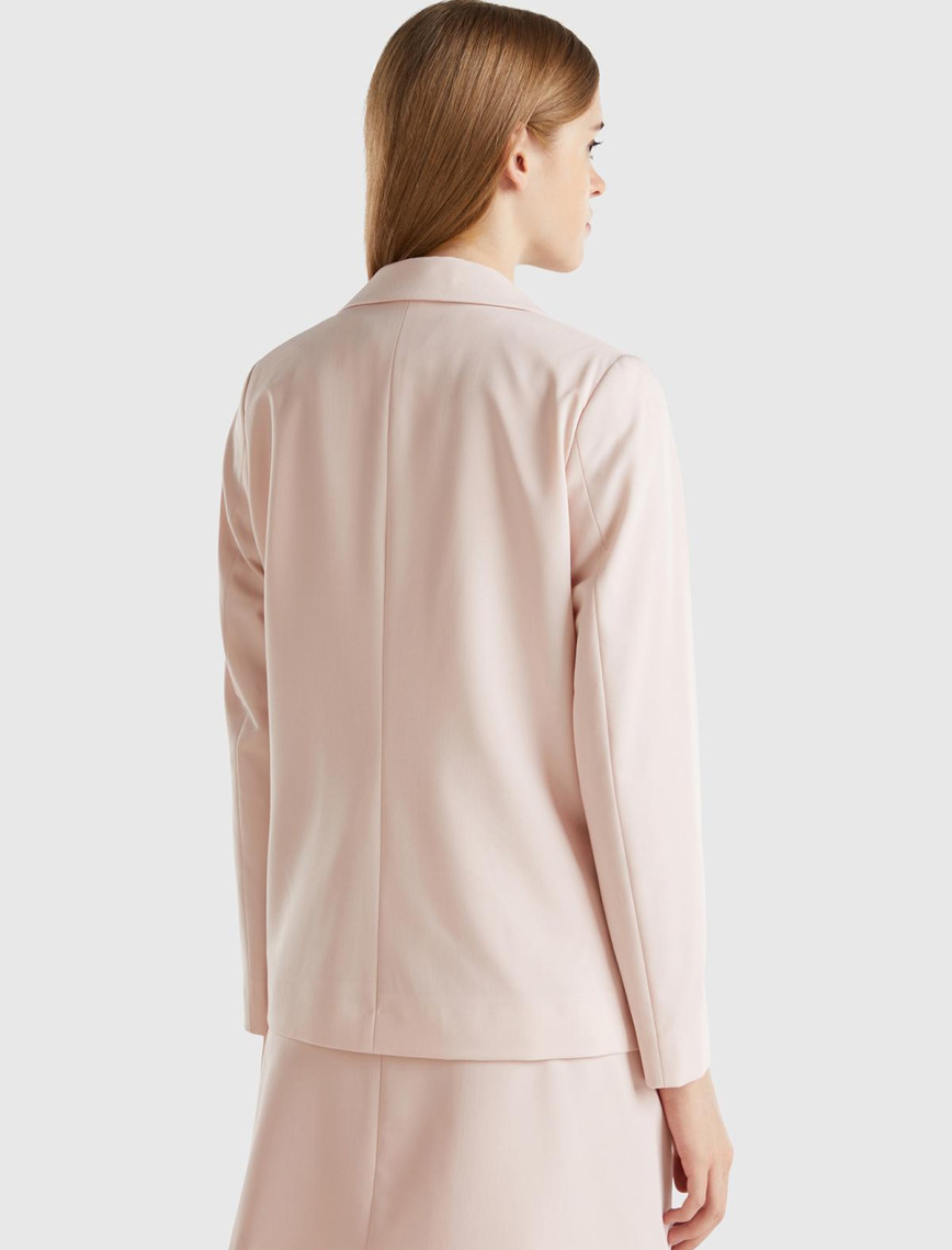 Kadın Toz Pembe Poliviskoz Tek Düğmeli Kırlangıç Yaka Blazer Ceket Kadın Toz Pembe Poliviskoz Tek Düğmeli Kırlangıç Yaka Blazer Ceket