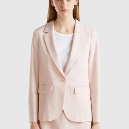 Kadın Toz Pembe Poliviskoz Tek Düğmeli Kırlangıç Yaka Blazer Ceket Kadın Toz Pembe Poliviskoz Tek Düğmeli Kırlangıç Yaka Blazer Ceket