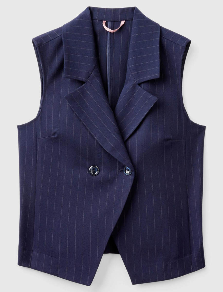 Kadın Taba Viskoz Karışımlı Düğmeli Çizgili Sivri Yaka Kruvaze Yelek Kadın Taba Viskoz Karışımlı Düğmeli Çizgili Sivri Yaka Kruvaze Yelek