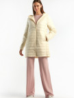 Kadın Krem Uzun Pufa Mont Kadın Krem Uzun Pufa Mont