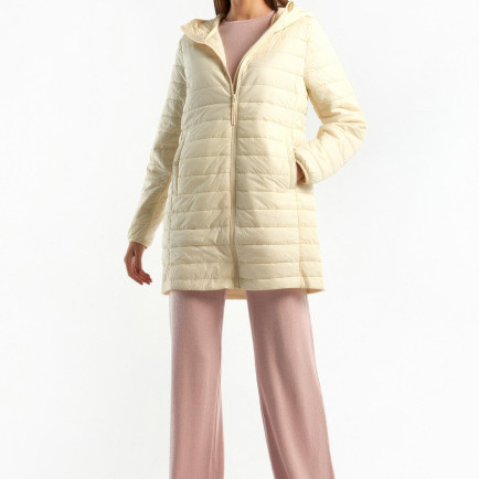 Kadın Krem Uzun Pufa Mont Kadın Krem Uzun Pufa Mont