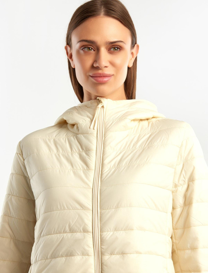 Kadın Krem Uzun Pufa Mont Kadın Krem Uzun Pufa Mont