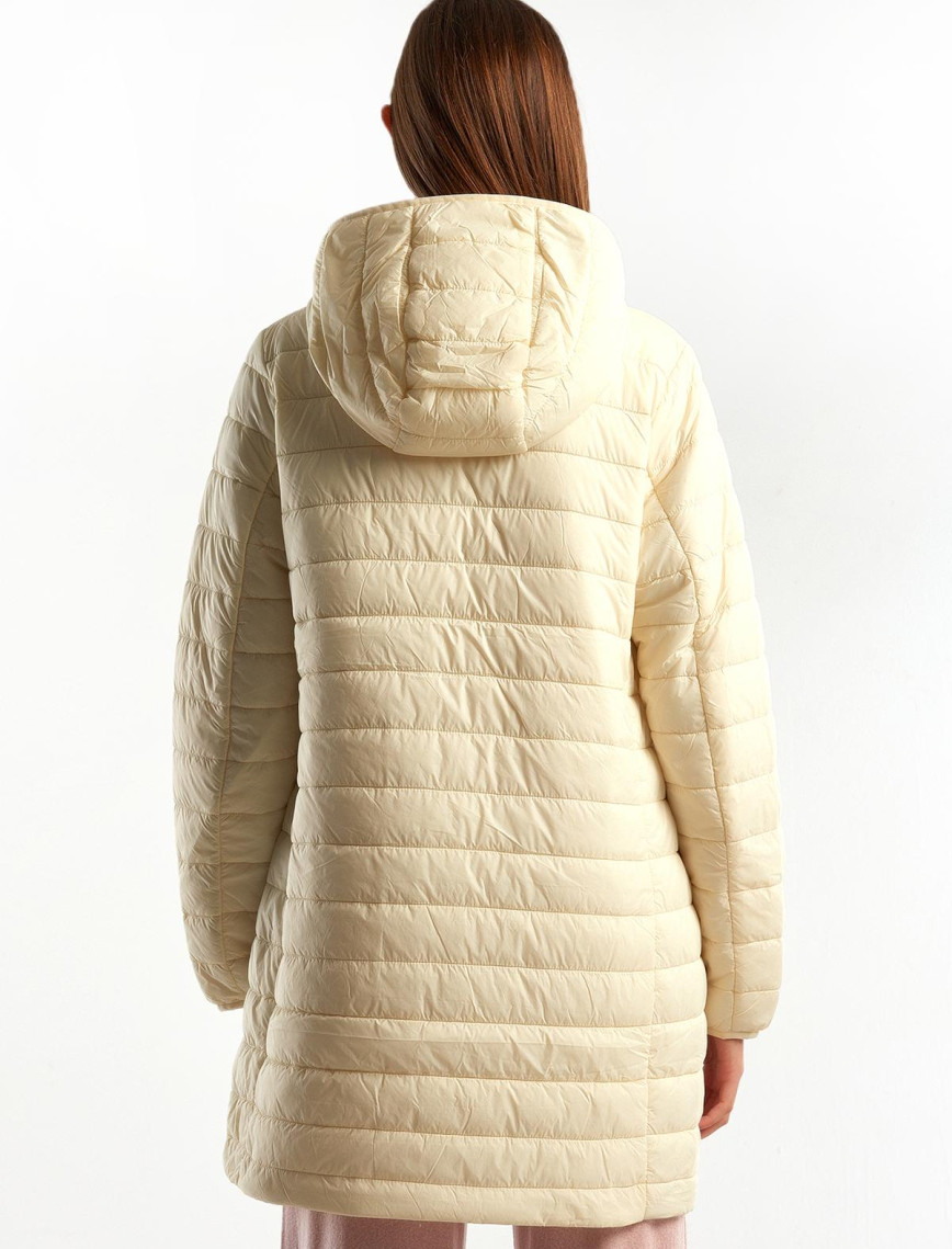 Kadın Krem Uzun Pufa Mont Kadın Krem Uzun Pufa Mont