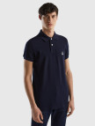 Erkek Koyu Lacivert Slim Fit Kısa Kollu Polo T-Shirt