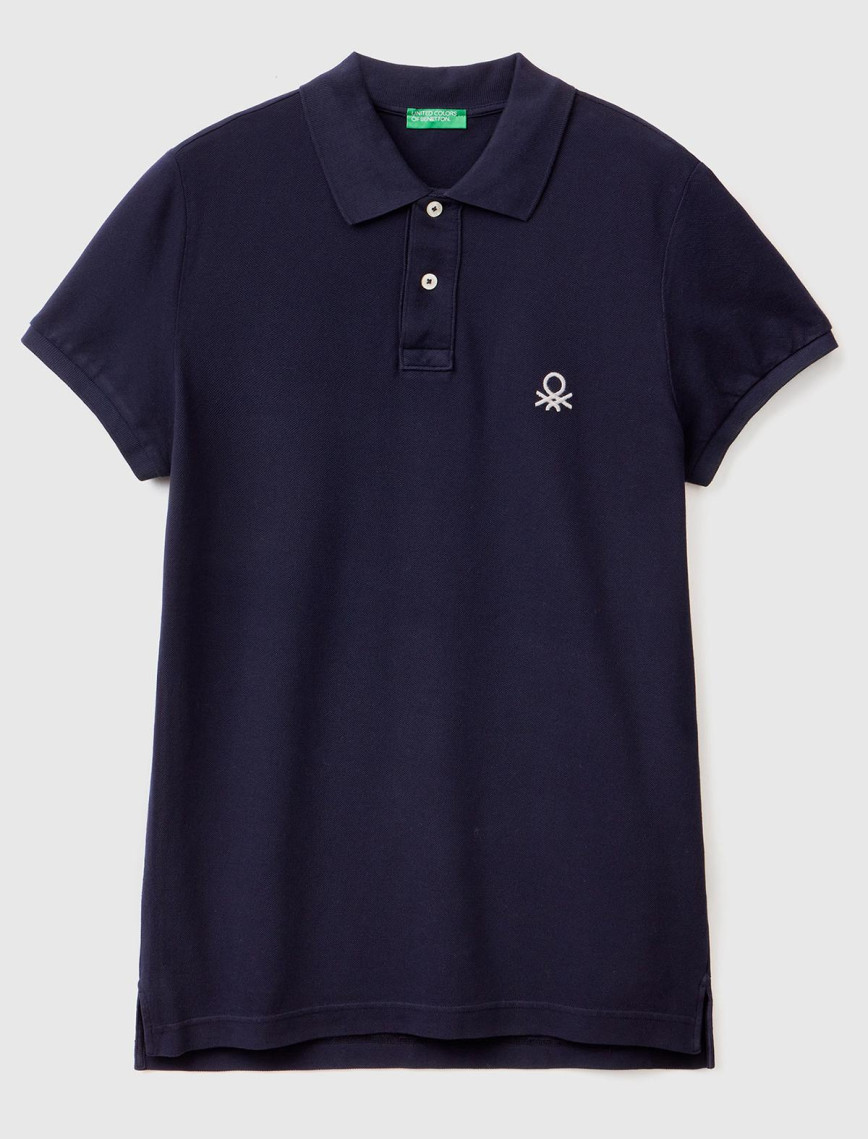 Erkek Koyu Lacivert Slim Fit Kısa Kollu Polo T-Shirt