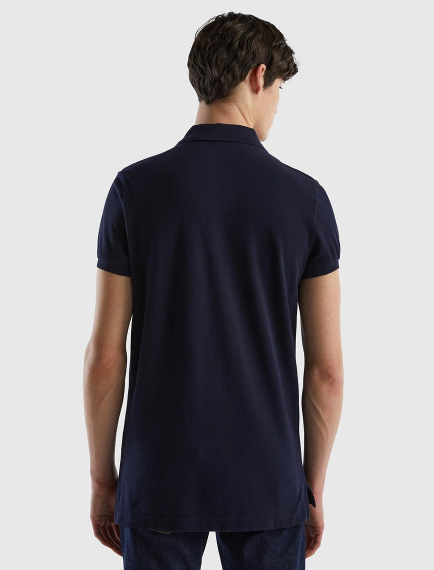 Erkek Koyu Lacivert Slim Fit Kısa Kollu Polo T-Shirt