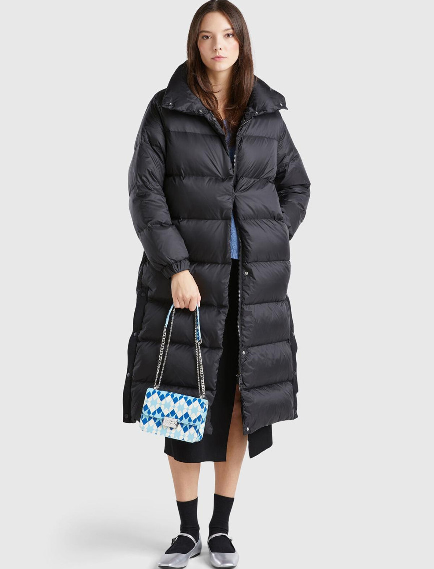 Kadın Yeşil Kaz Tüyü Dolgulu Düğme Kapamalı Yüksek Yaka Uzun Şişme Mont Kadın Yeşil Kaz Tüyü Dolgulu Düğme Kapamalı Yüksek Yaka Uzun Şişme Mont