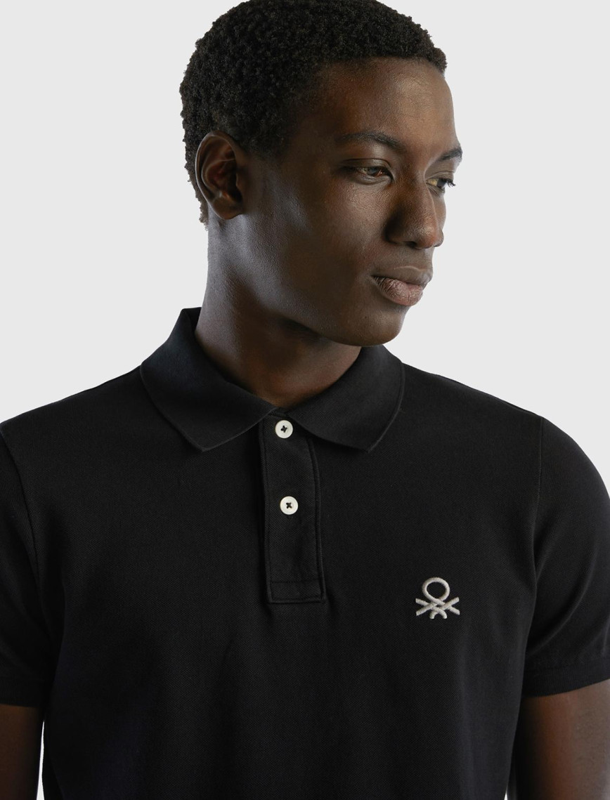 Erkek Siyah Slim Fit Kısa Kollu Polo T-Shirt