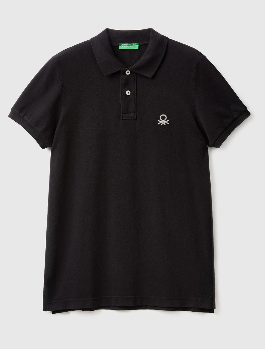 Erkek Siyah Slim Fit Kısa Kollu Polo T-Shirt