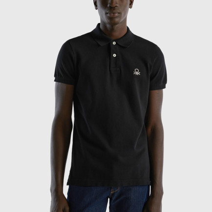 Erkek Siyah Slim Fit Kısa Kollu Polo T-Shirt