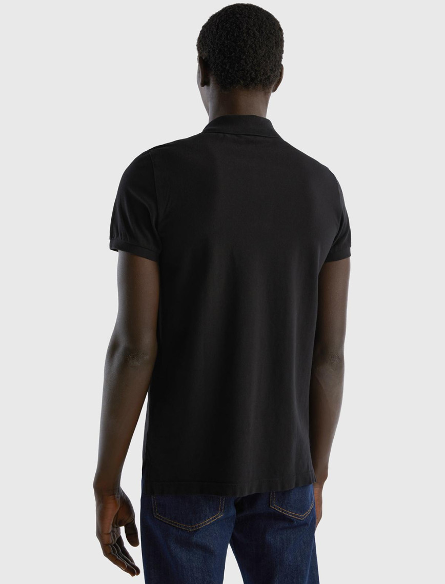 Erkek Siyah Slim Fit Kısa Kollu Polo T-Shirt