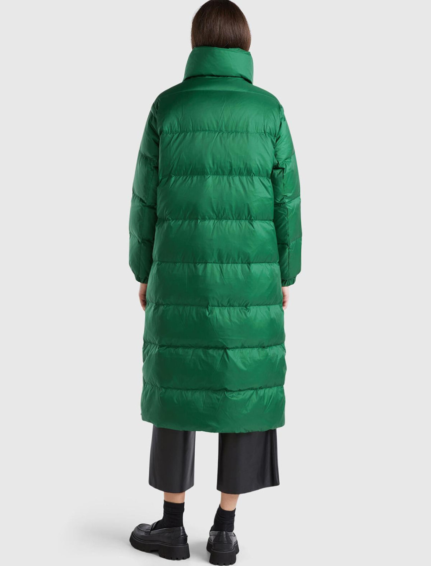 Kadın Yeşil Kaz Tüyü Dolgulu Düğme Kapamalı Yüksek Yaka Uzun Şişme Mont Kadın Yeşil Kaz Tüyü Dolgulu Düğme Kapamalı Yüksek Yaka Uzun Şişme Mont