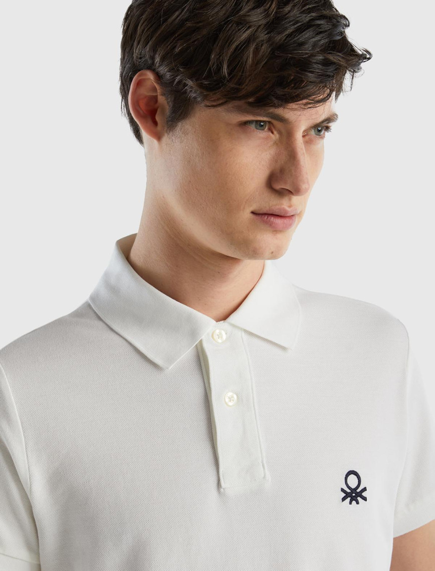 Erkek Beyaz Slim Fit Kısa Kollu Polo T-Shirt