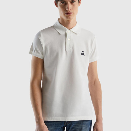 Erkek Beyaz Slim Fit Kısa Kollu Polo T-Shirt