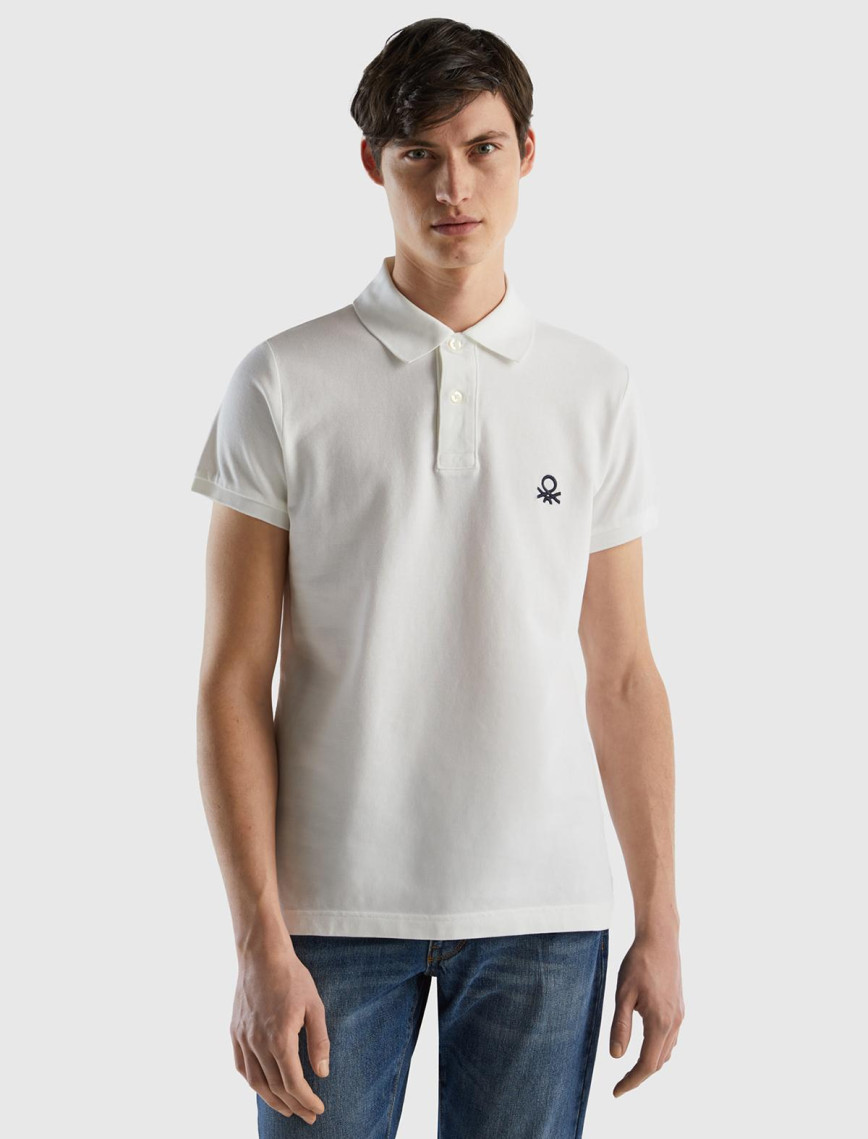 Erkek Beyaz Slim Fit Kısa Kollu Polo T-Shirt