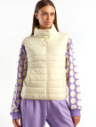Kadın Krem Recycled Polyester Dolgulu  Pufa Yelek