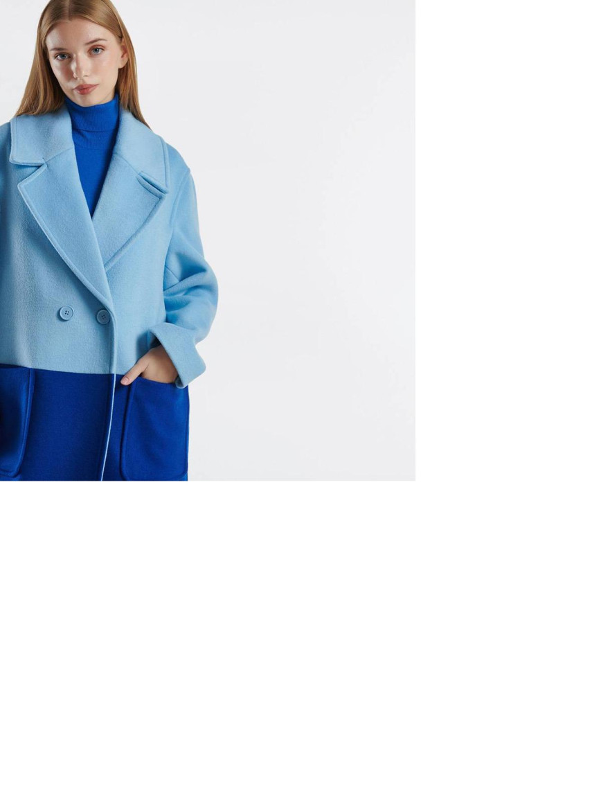 Kadın Turkuaz Kontrast Renk Detaylı Yanları Cepli Tek Düğmeli Kaban Kadın Turkuaz Kontrast Renk Detaylı Yanları Cepli Tek Düğmeli Kaban