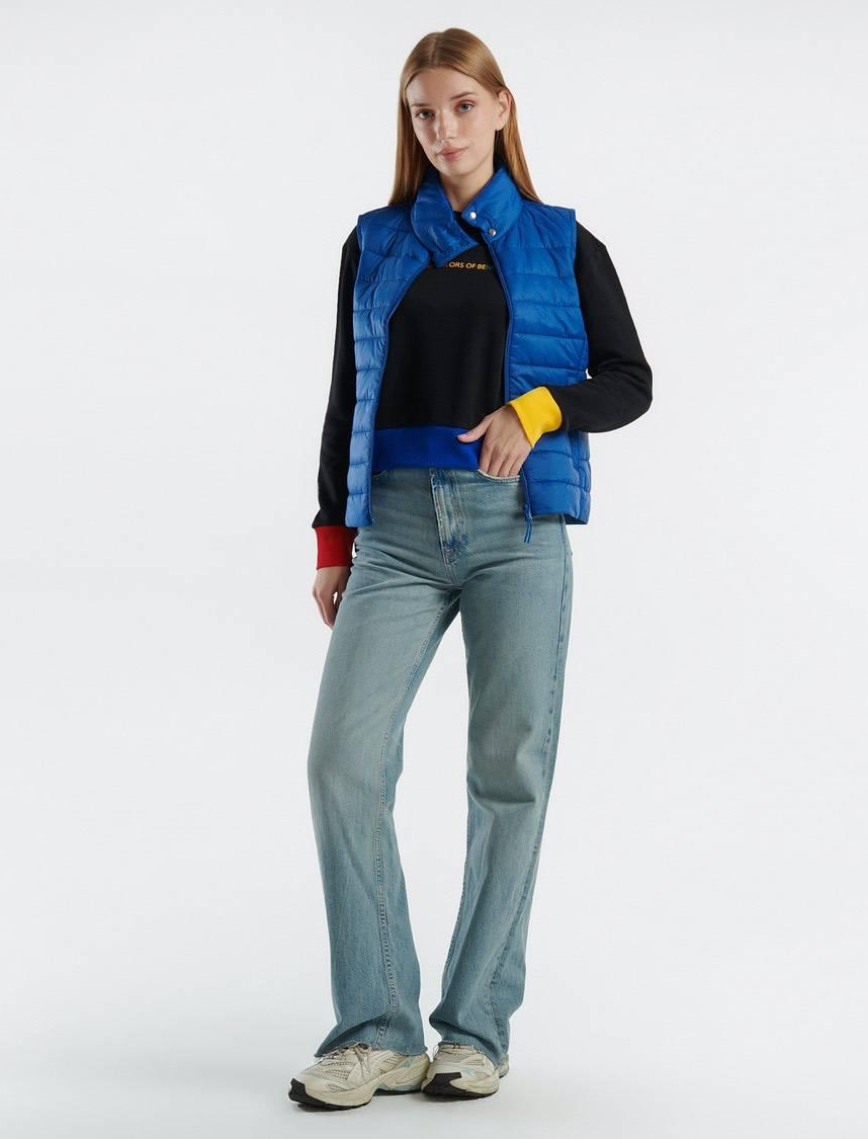 Kadın Gece Mavisi Recycled Polyester Dolgulu  Pufa Yelek