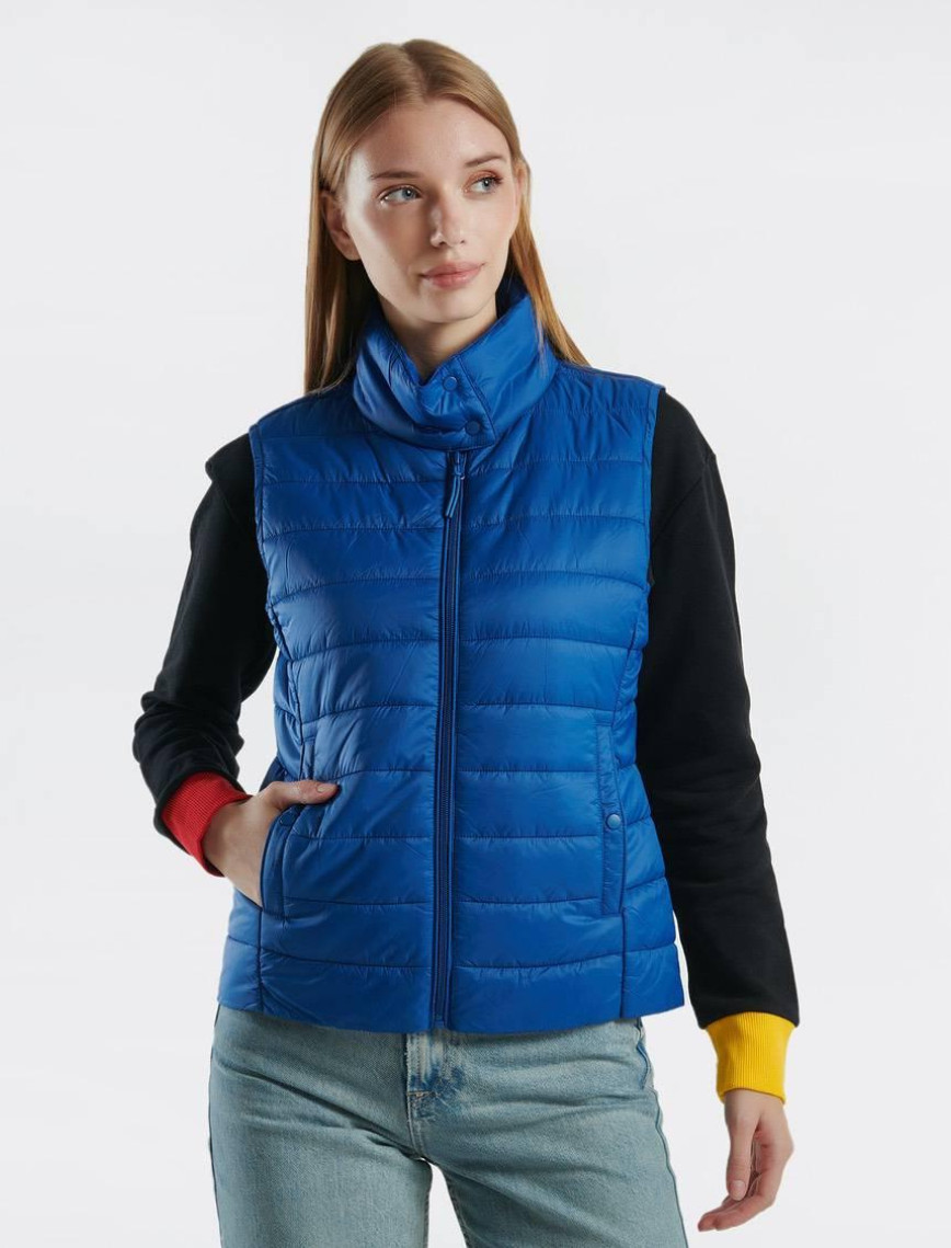 Kadın Gece Mavisi Recycled Polyester Dolgulu  Pufa Yelek