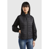 Kadın Siyah Recycled Polyester Dolgulu  Pufa Yelek