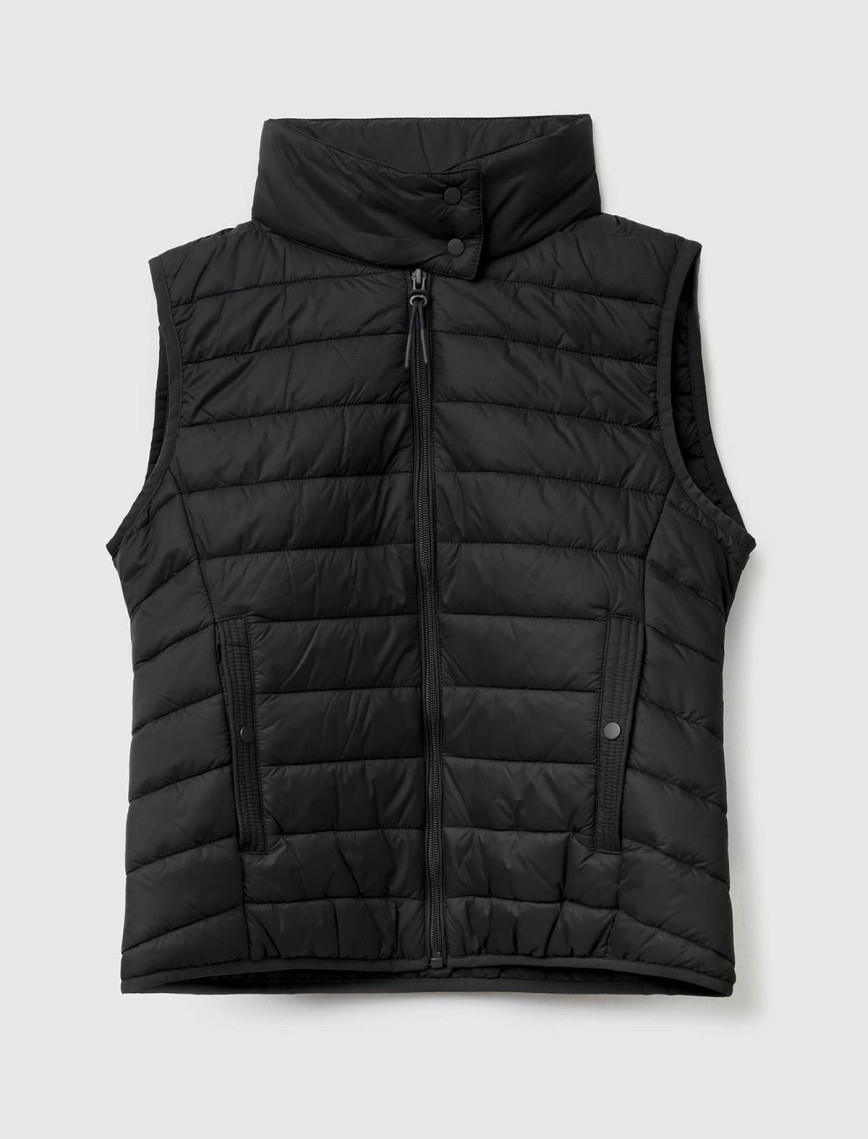 Kadın Siyah Recycled Polyester Dolgulu  Pufa Yelek