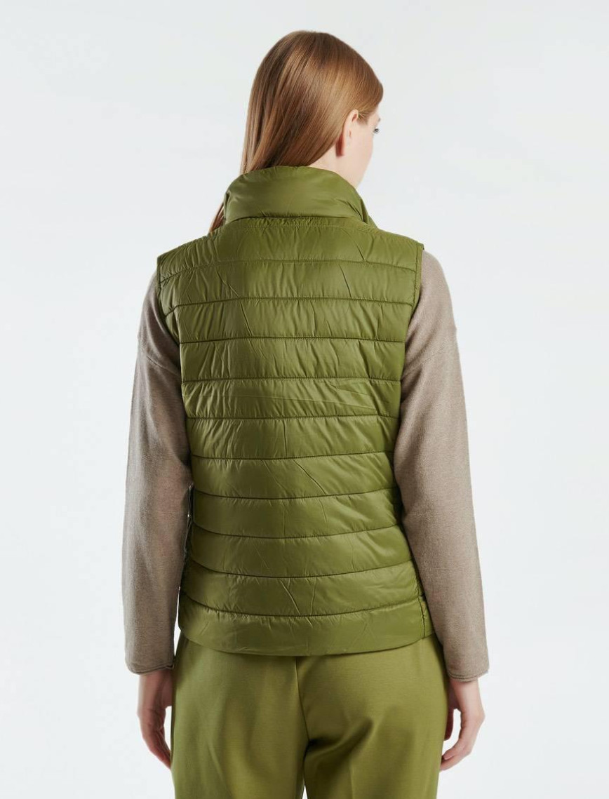 Kadın Haki Recycled Polyester Dolgulu  Pufa Yelek