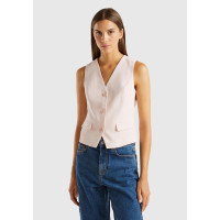 Kadın Toz Pembe Kapaklı Cep Tasarımı 3 Düğmeli V Yaka Yelek Kadın Toz Pembe Kapaklı Cep Tasarımı 3 Düğmeli V Yaka Yelek