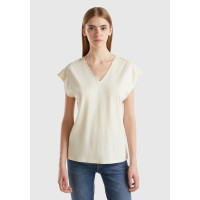 Kadın Krem %100 Pamuk Önü ve Arkası V Yaka Düz Kesim Kolsuz Sweatshirt Kadın Krem %100 Pamuk Önü ve Arkası V Yaka Düz Kesim Kolsuz Sweatshirt