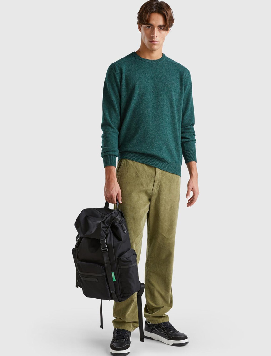 Erkek Kahverengi Pamuk Karışımlı Önü ve Arkası Cepli Büzgü İpli  Kadife Pantolon