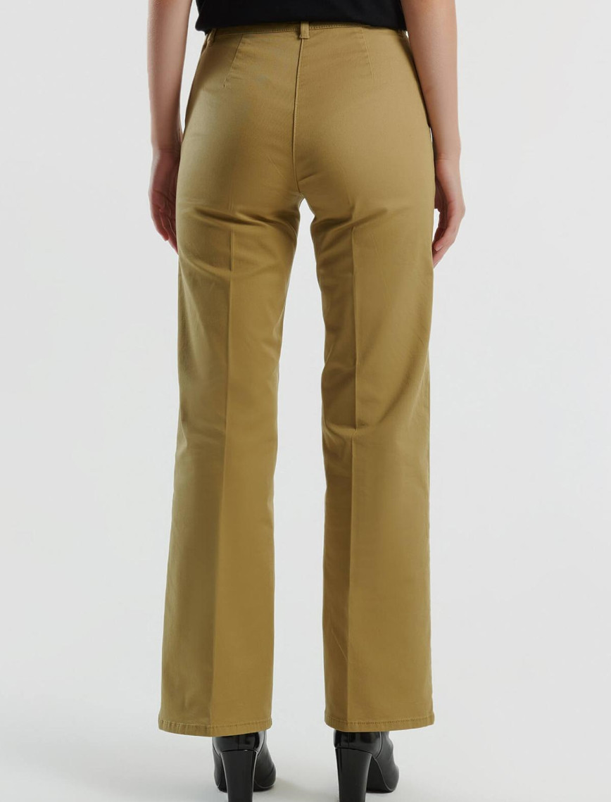 Kadın Hardal Pamuk Karışımlı Rahat İspanyol Paça Pantolon Kadın Hardal Pamuk Karışımlı Rahat İspanyol Paça Pantolon