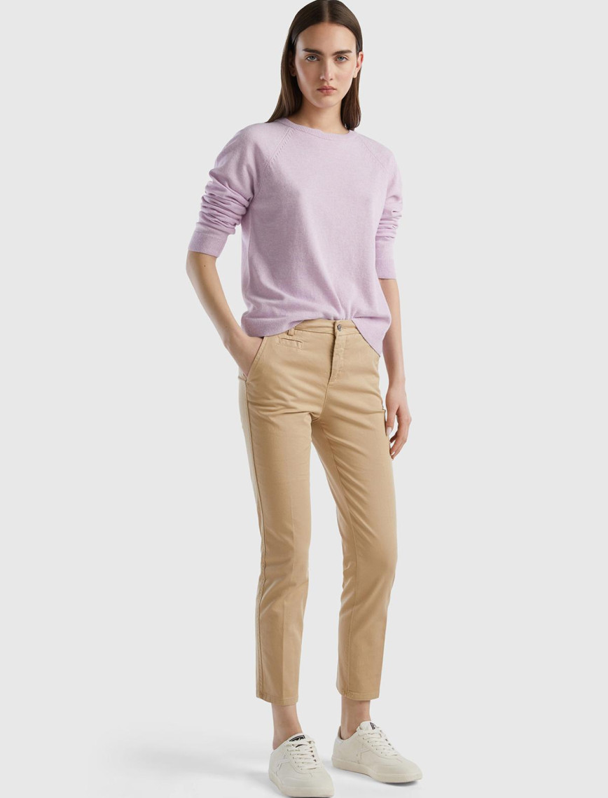 Kadın Vizon Elastanlı Basic Chino Pantolon