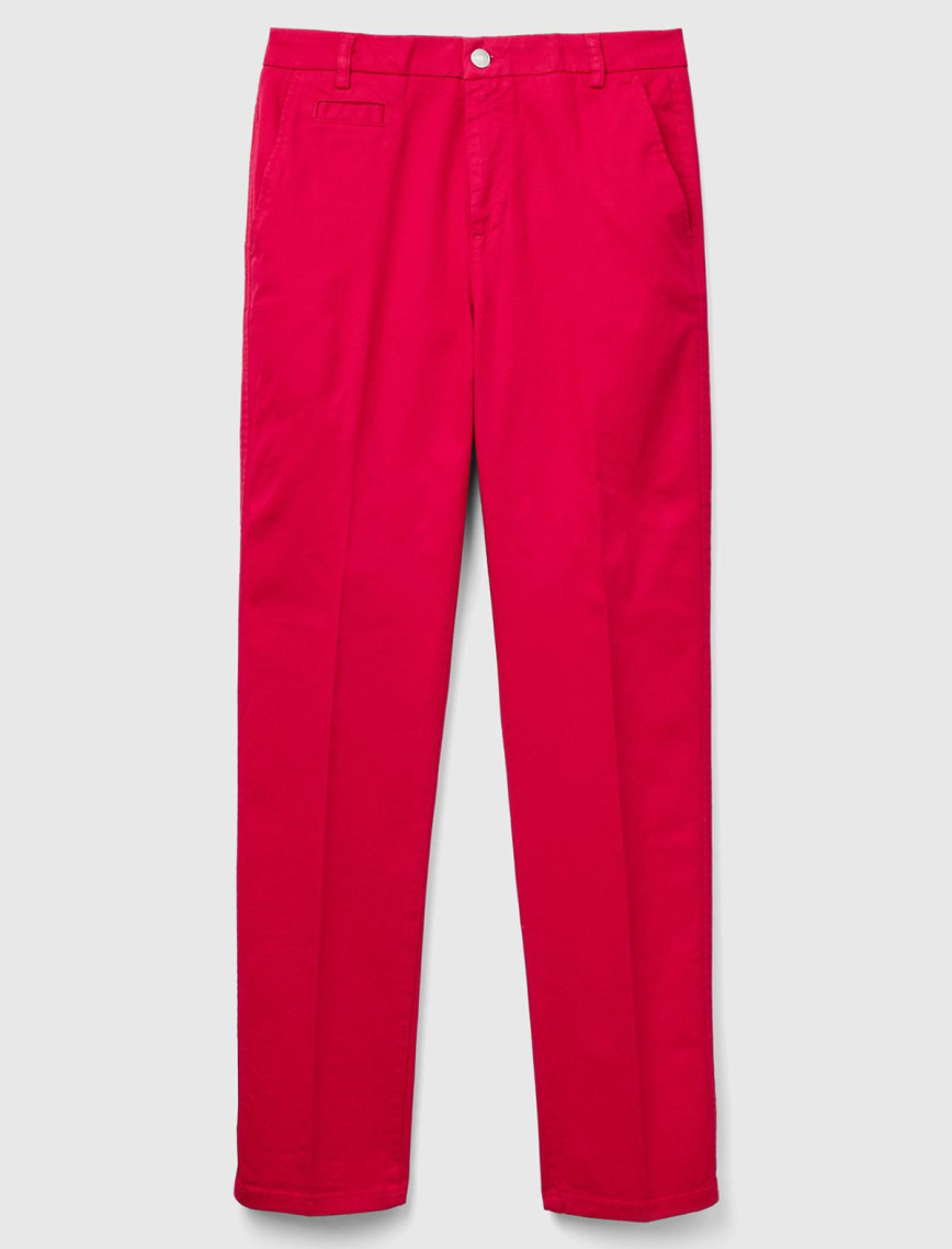 Kadın Kırmızı Elastanlı Basic Chino Pantolon Kadın Kırmızı Elastanlı Basic Chino Pantolon