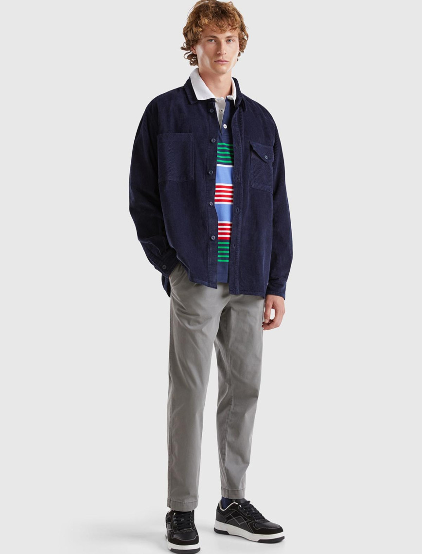 Erkek Antrasit Pamuk Karışımlı Yanları ve Arkası Cep Detaylı Pantolon Erkek Antrasit Pamuk Karışımlı Yanları ve Arkası Cep Detaylı Pantolon