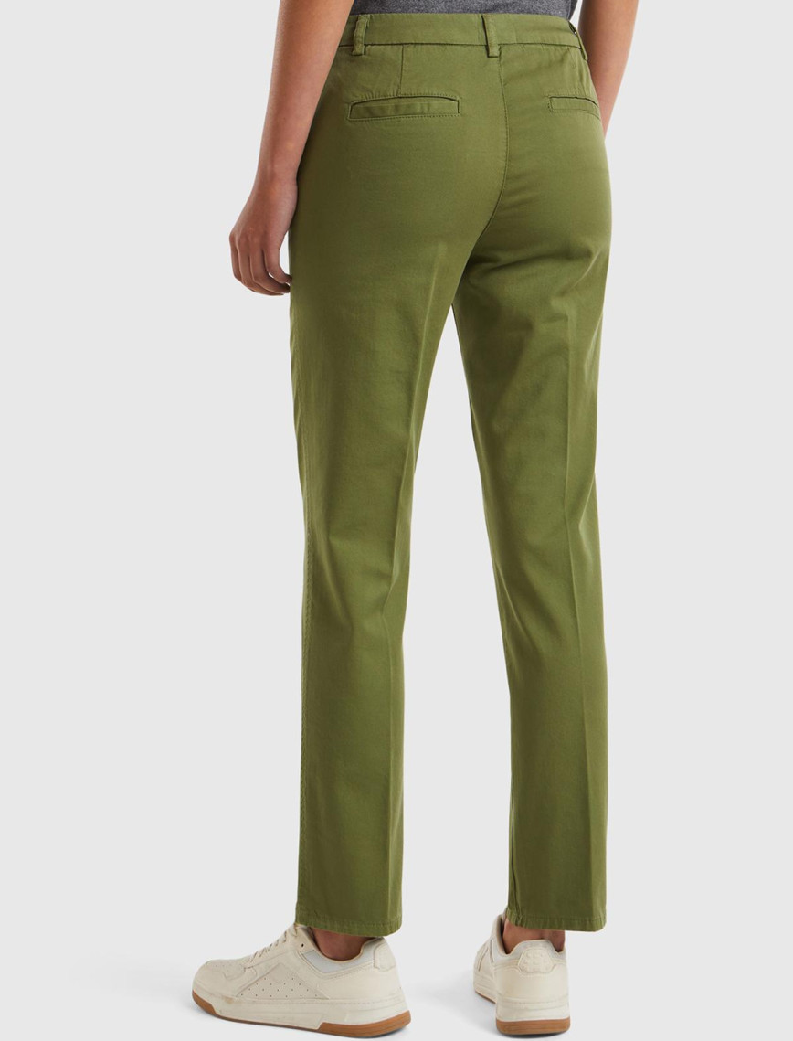 Kadın Haki Elastanlı Basic Chino Pantolon Kadın Haki Elastanlı Basic Chino Pantolon